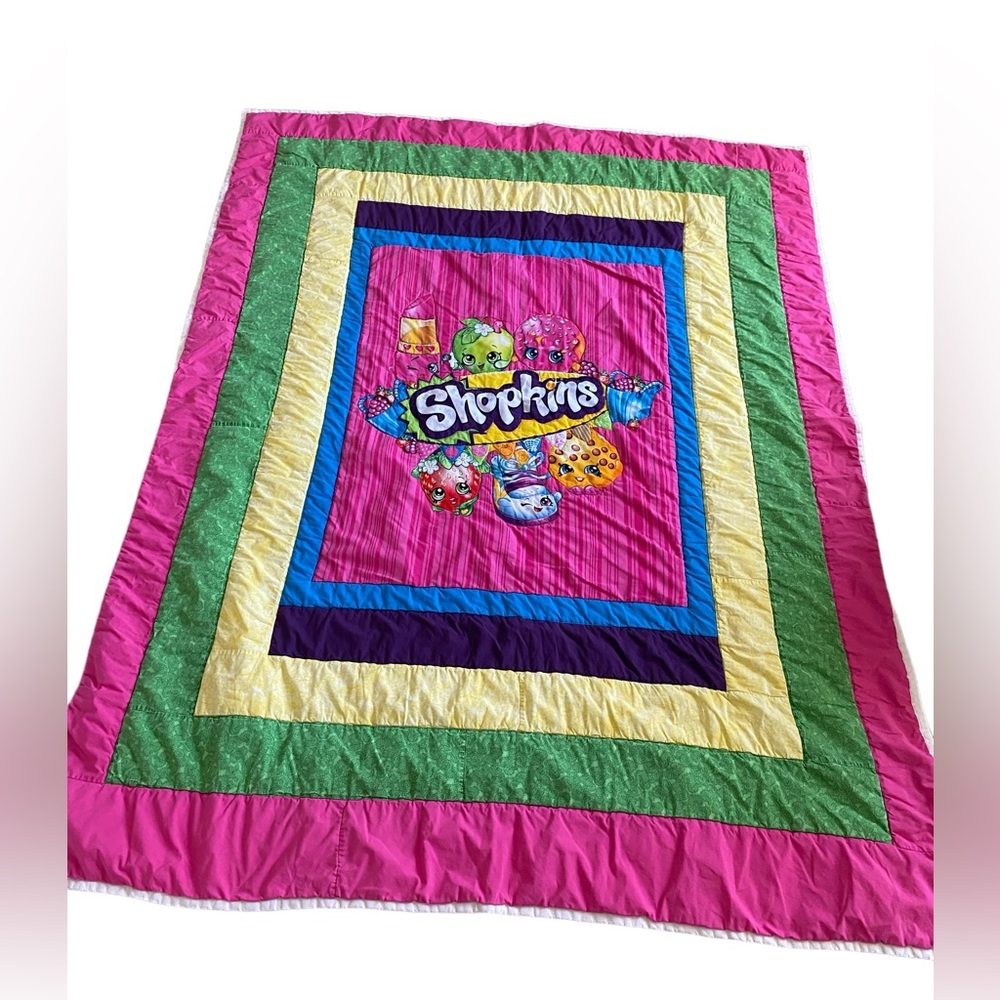 Handmade Patchwork Twin blanket Shopkins 63” x 79”